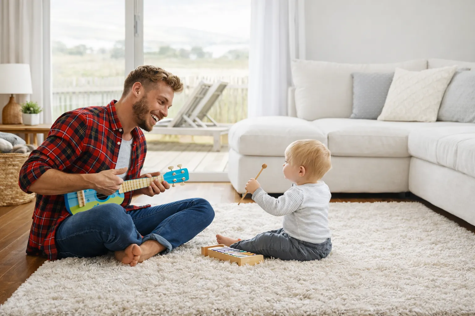 Family comfort at home with HVAC system